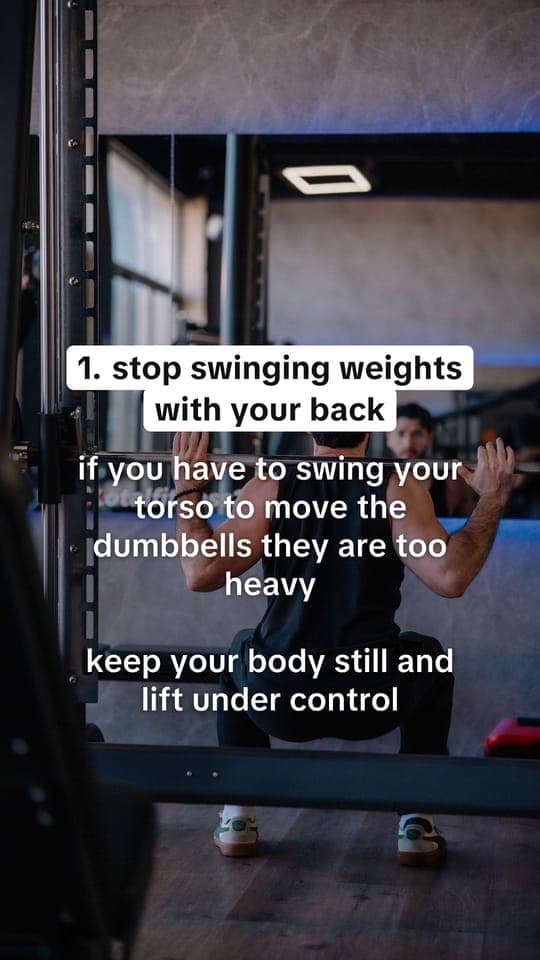 Tip slide: “stop swinging weights with your back”