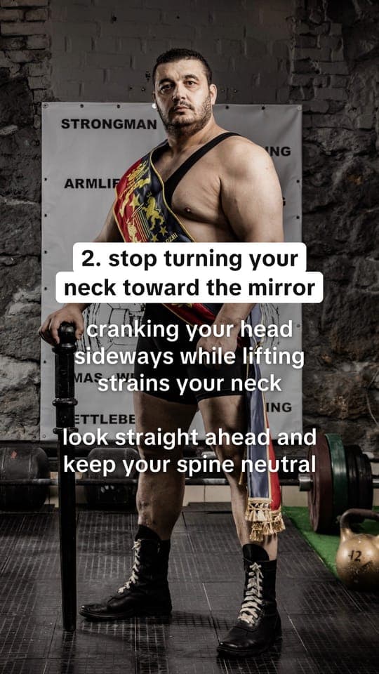 Tip slide: “stop turning your neck toward the mirror”