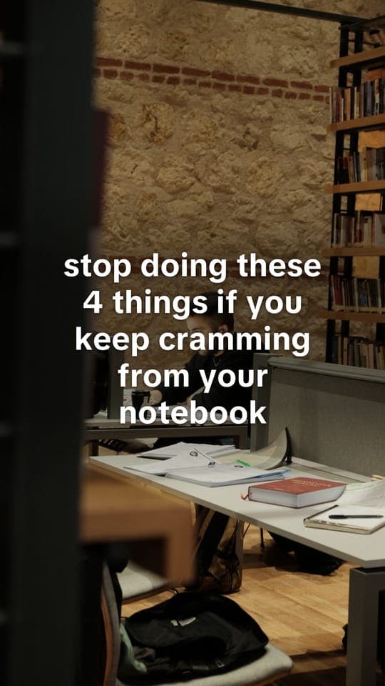 Hook slide: “stop doing these 4 things if you keep cramming from your notebook”