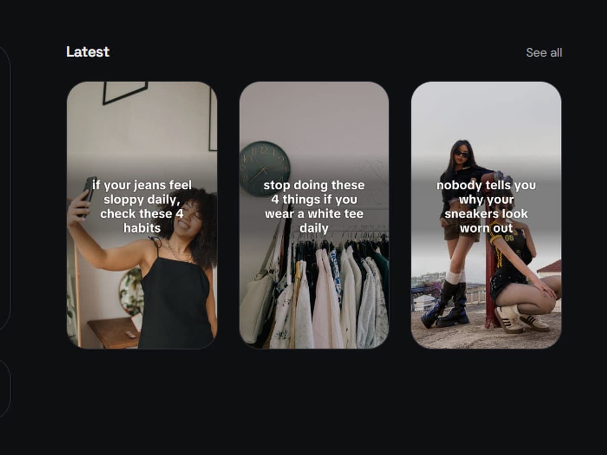 Three finished slideshows on the Create screen
